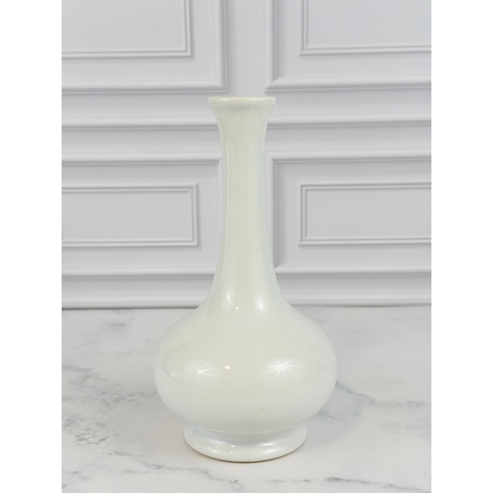 VTG Royal Haeger USA White Ceramic Bud Vase 7" Tall